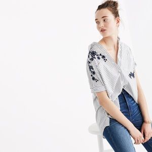 Madewell • Embroidered Courier Side Button Shirt
